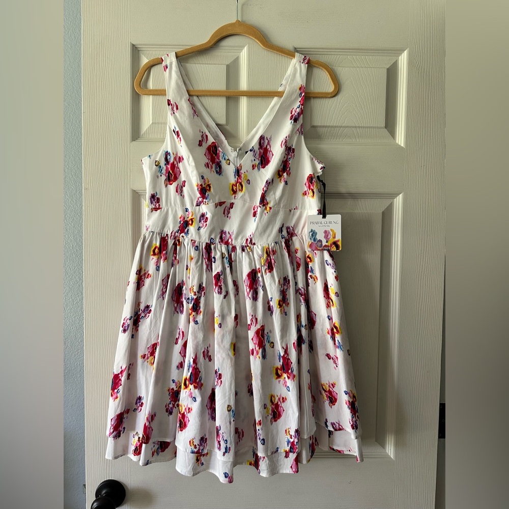 Prabal Gurung NWT White Floral Ruffle Dress Size 8